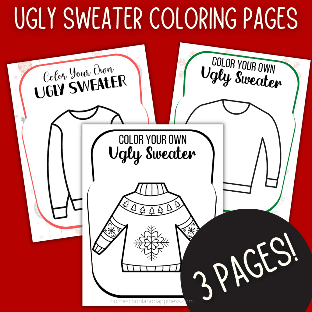 Ugly sweater coloring page free printable