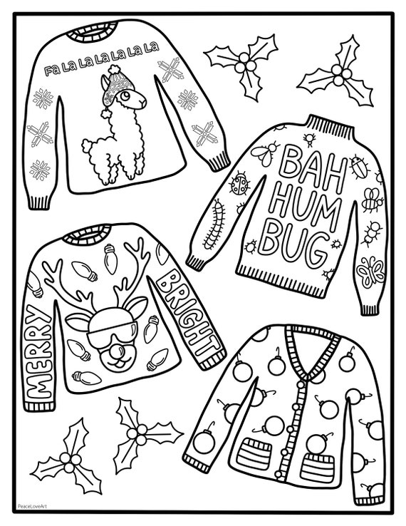 Ugly christmas sweater coloring page