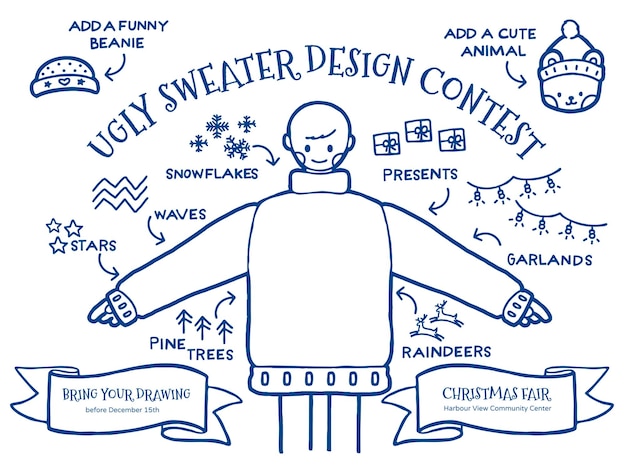 Premium vector ugly sweater coloring