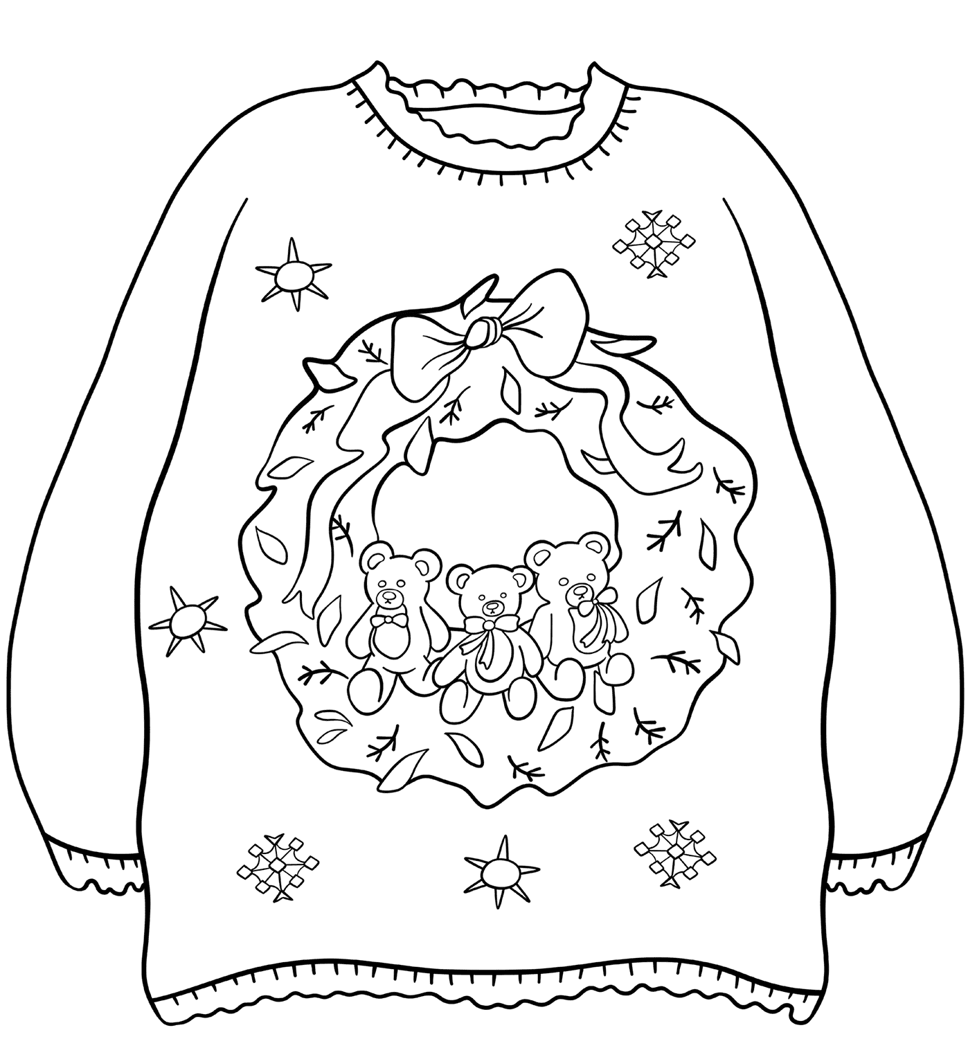 Christmas sweater coloring pages printable for free download