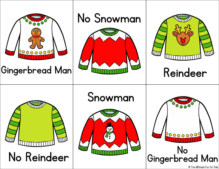 Day christmas sweater matching game for toddlers