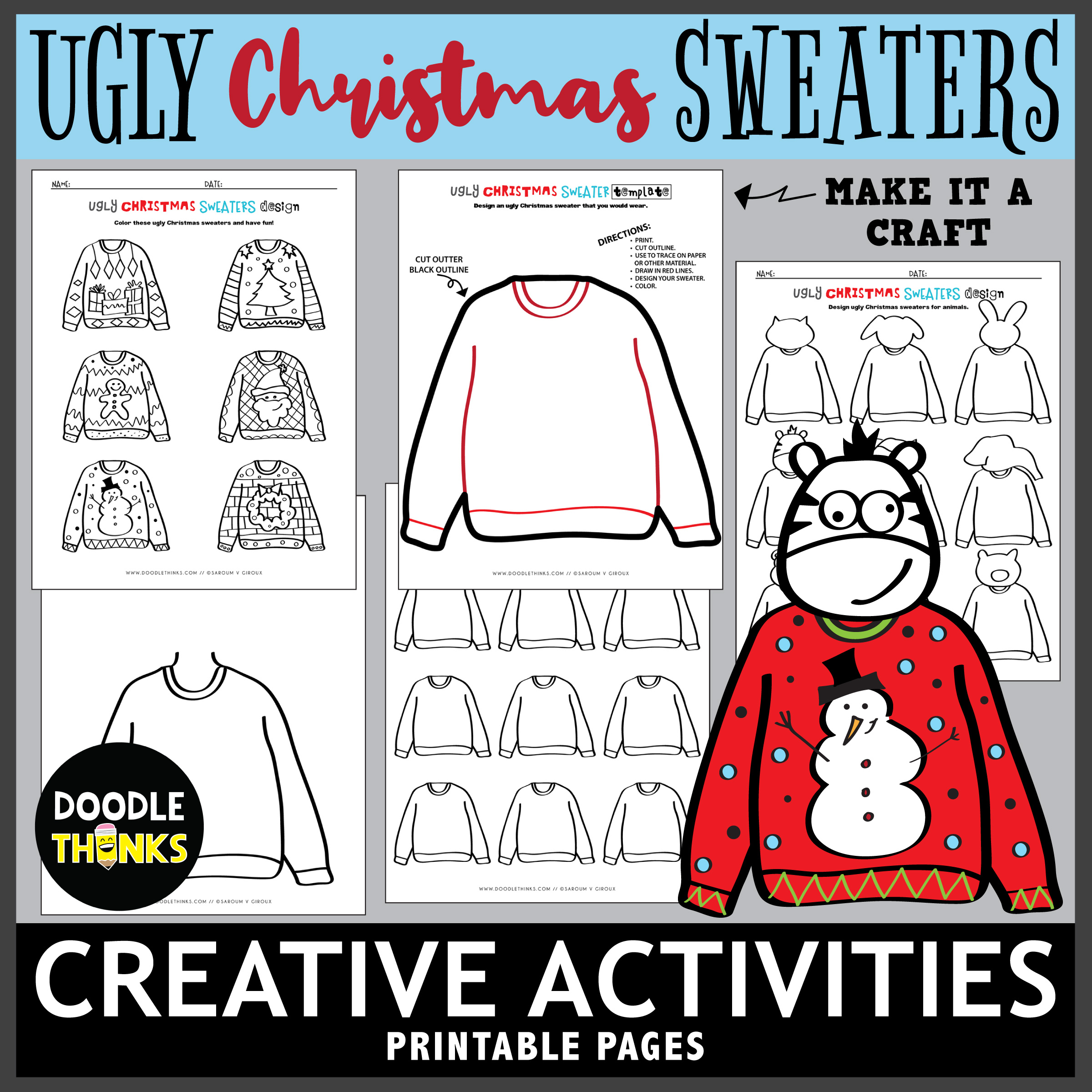 Ugly christmas sweater creative activities made by teachers