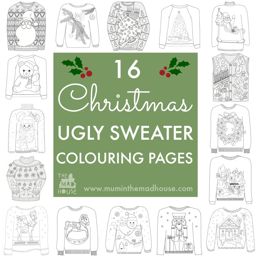 Ugly christmas sweater colouring pages mum in the madhouse
