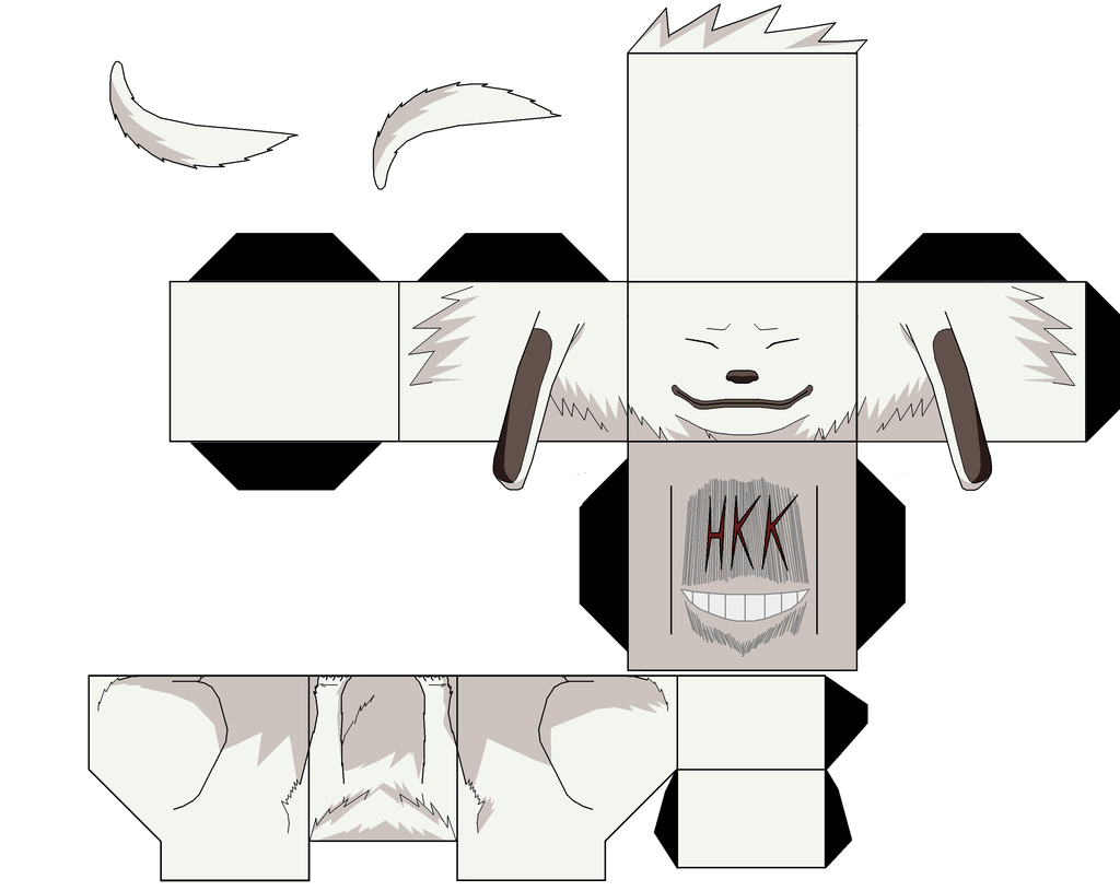 Akamaru dog paper toy free printable papercraft templates