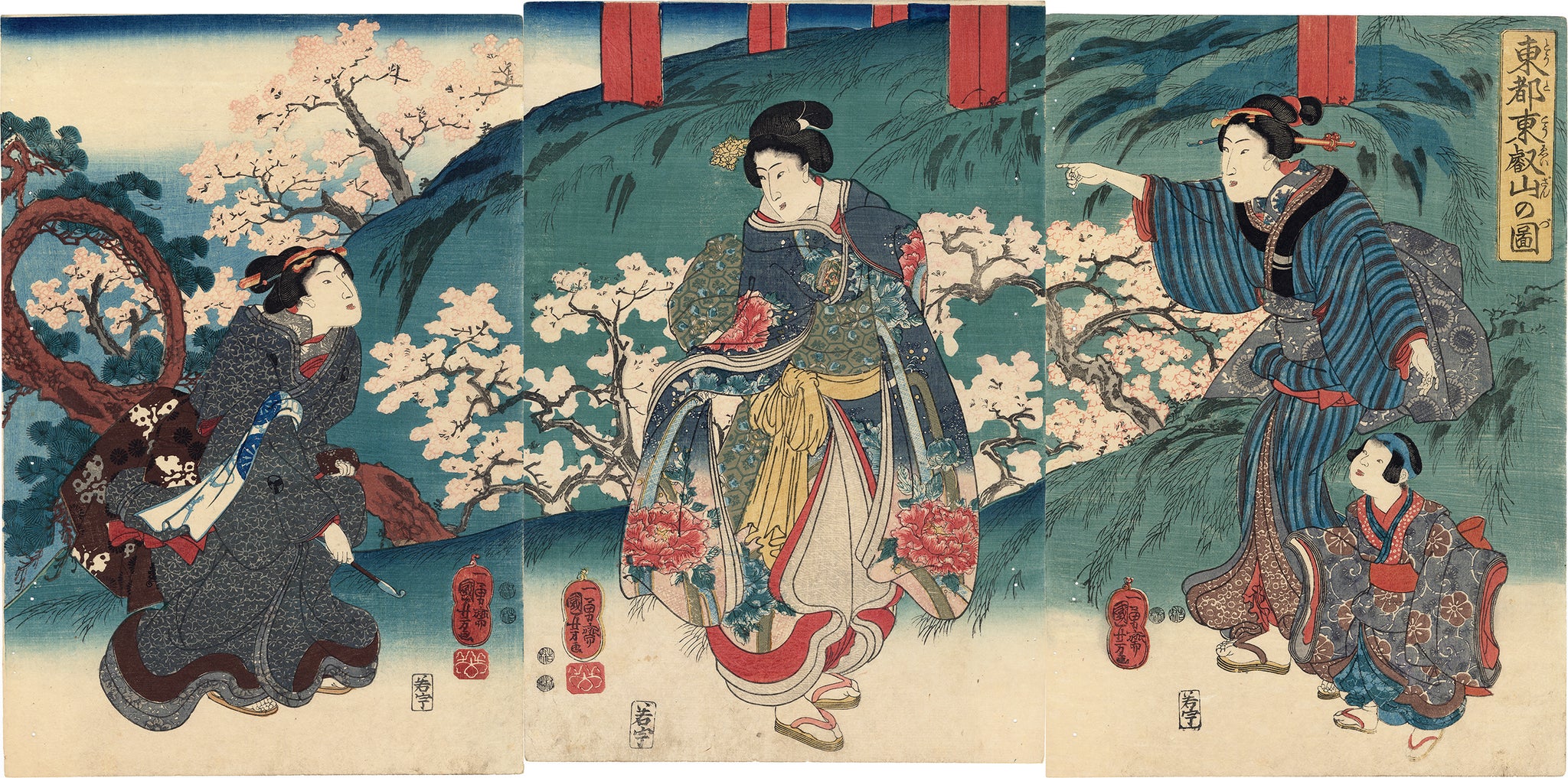 Kuniyoshi beauties and cherry blossom viewing at mount toei â egenolf gallery japanese prints