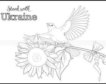 Stand with ukraine an inspirational ukrainian support digital coloring page to download instant download