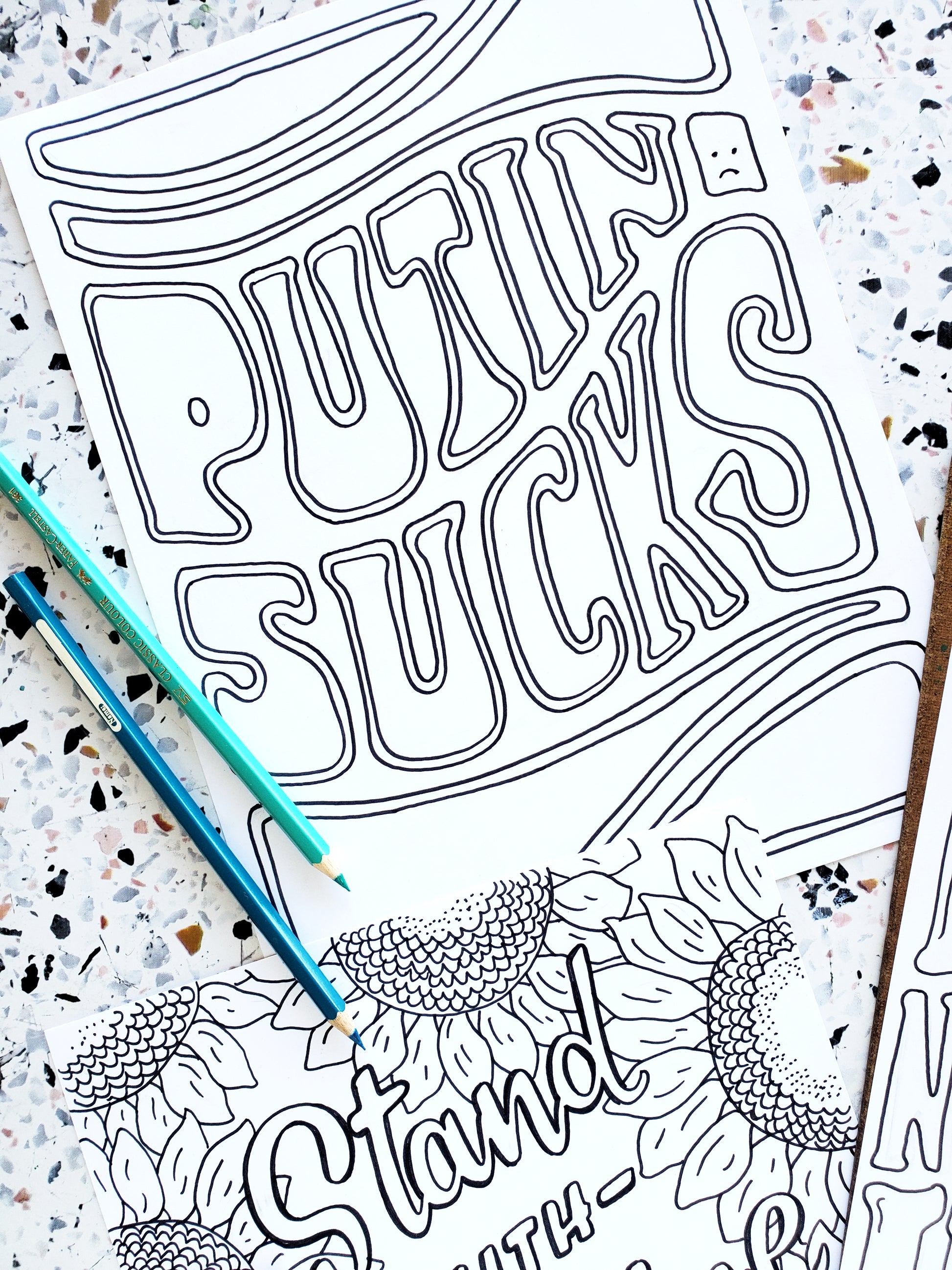 Support ukraine coloring page and protest posters printable download â sketchy notions