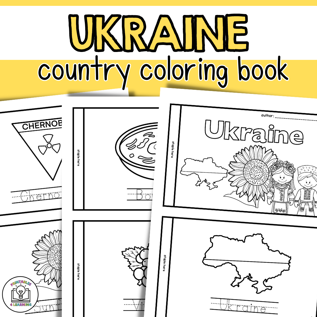 Ukraine color and trace book for kids â printables learning