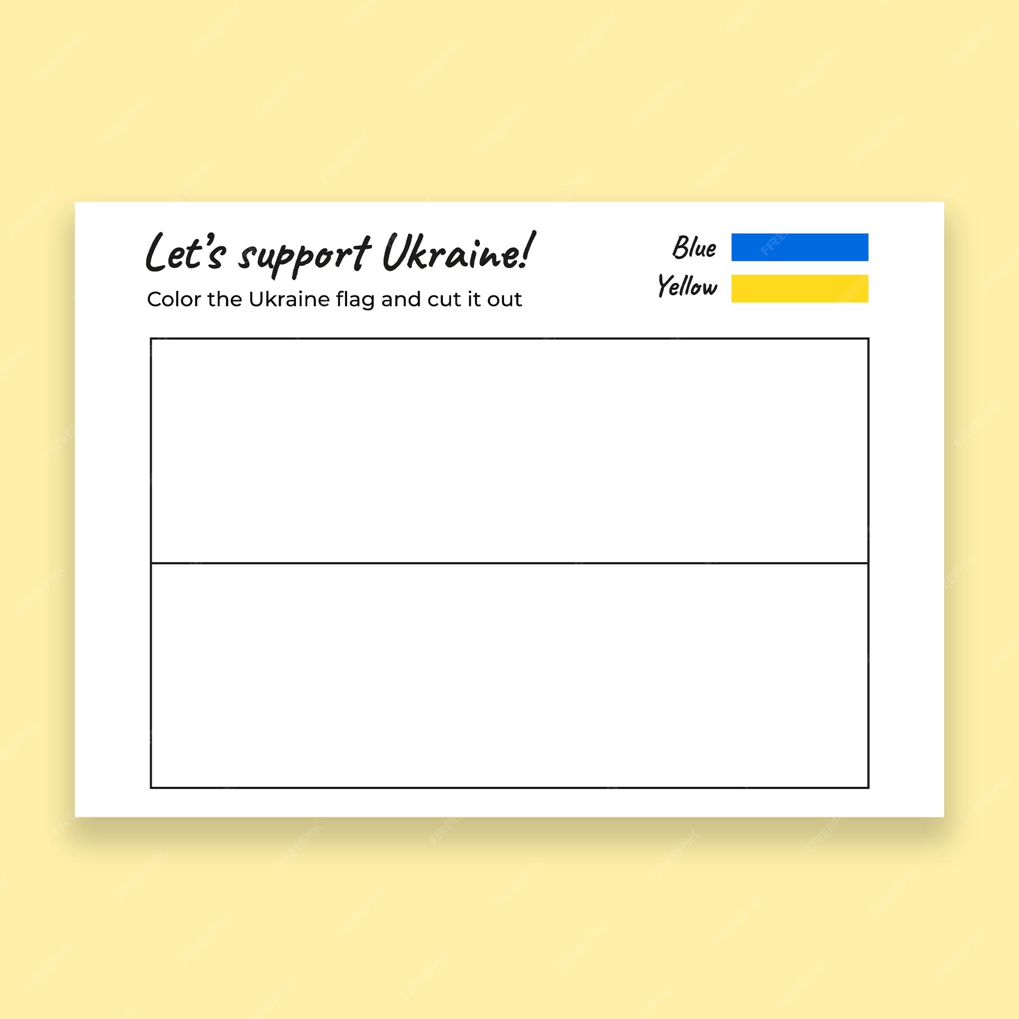 Free vector simple ukraine flag coloring worksheet