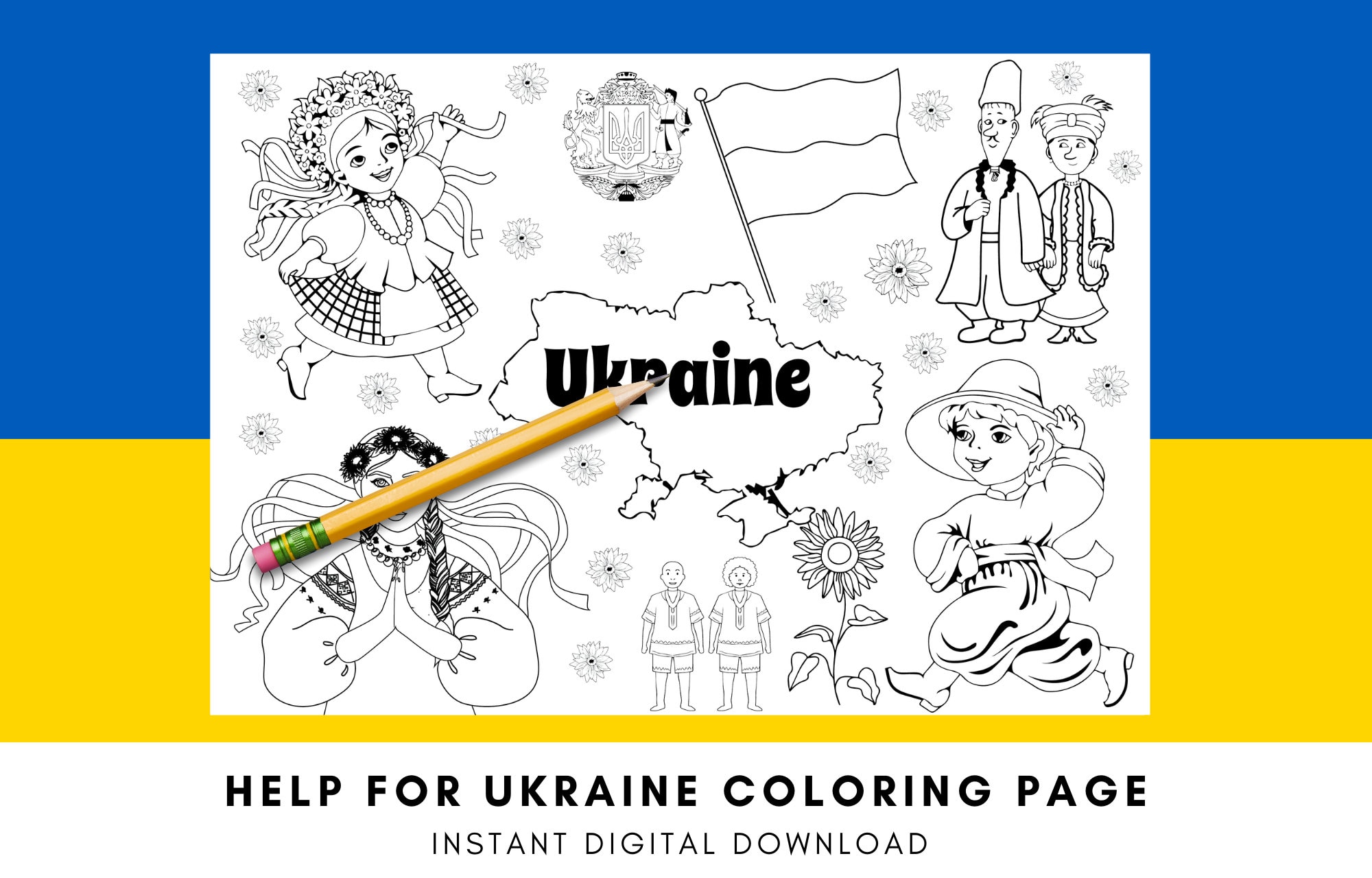 Help for ukraine coloring page