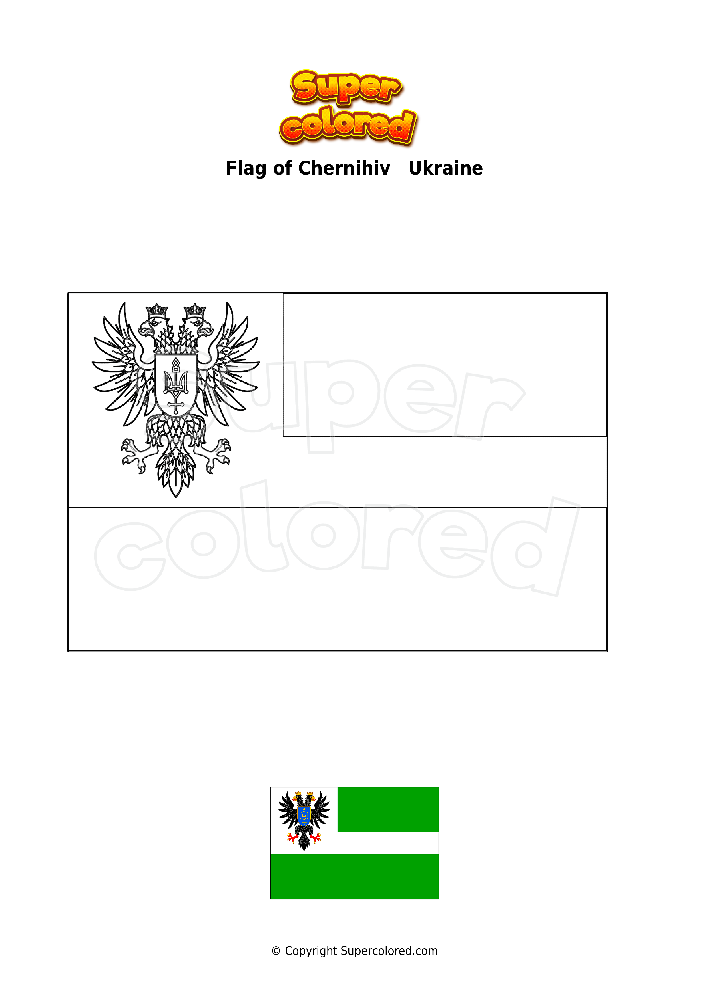Coloring page flag of chernihiv ukraine