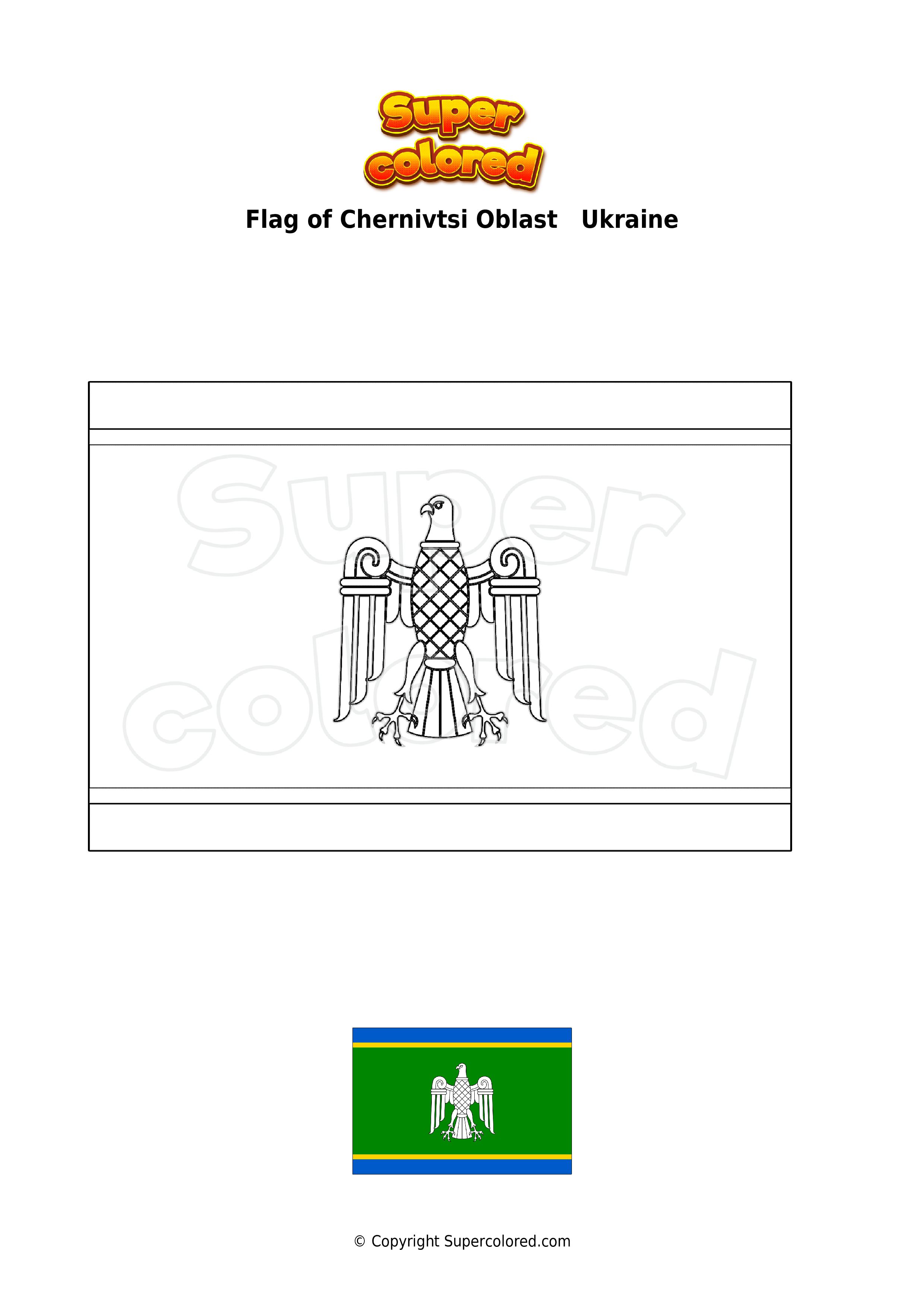 Coloring page flag of chernivtsi oblast ukraine