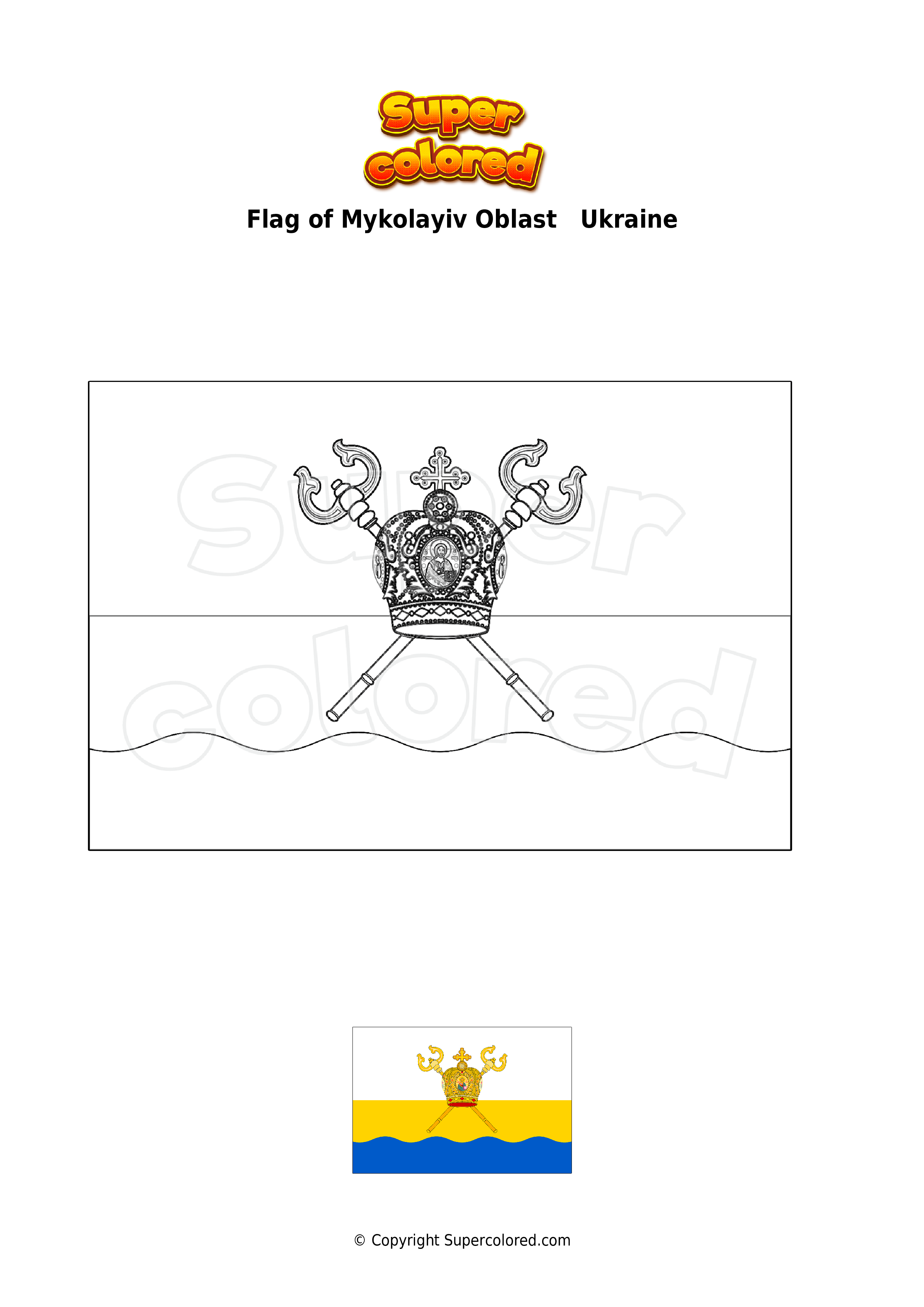 Coloring page flag of mykolayiv oblast ukraine