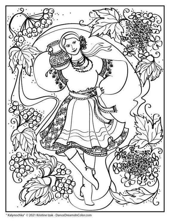 Kalynochka ukrainian folk dance coloring page