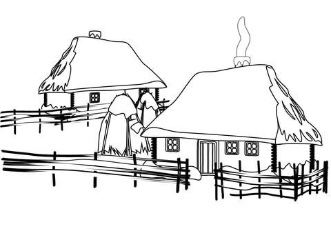 Ukrainian traditional house coloring page free printable coloring pages