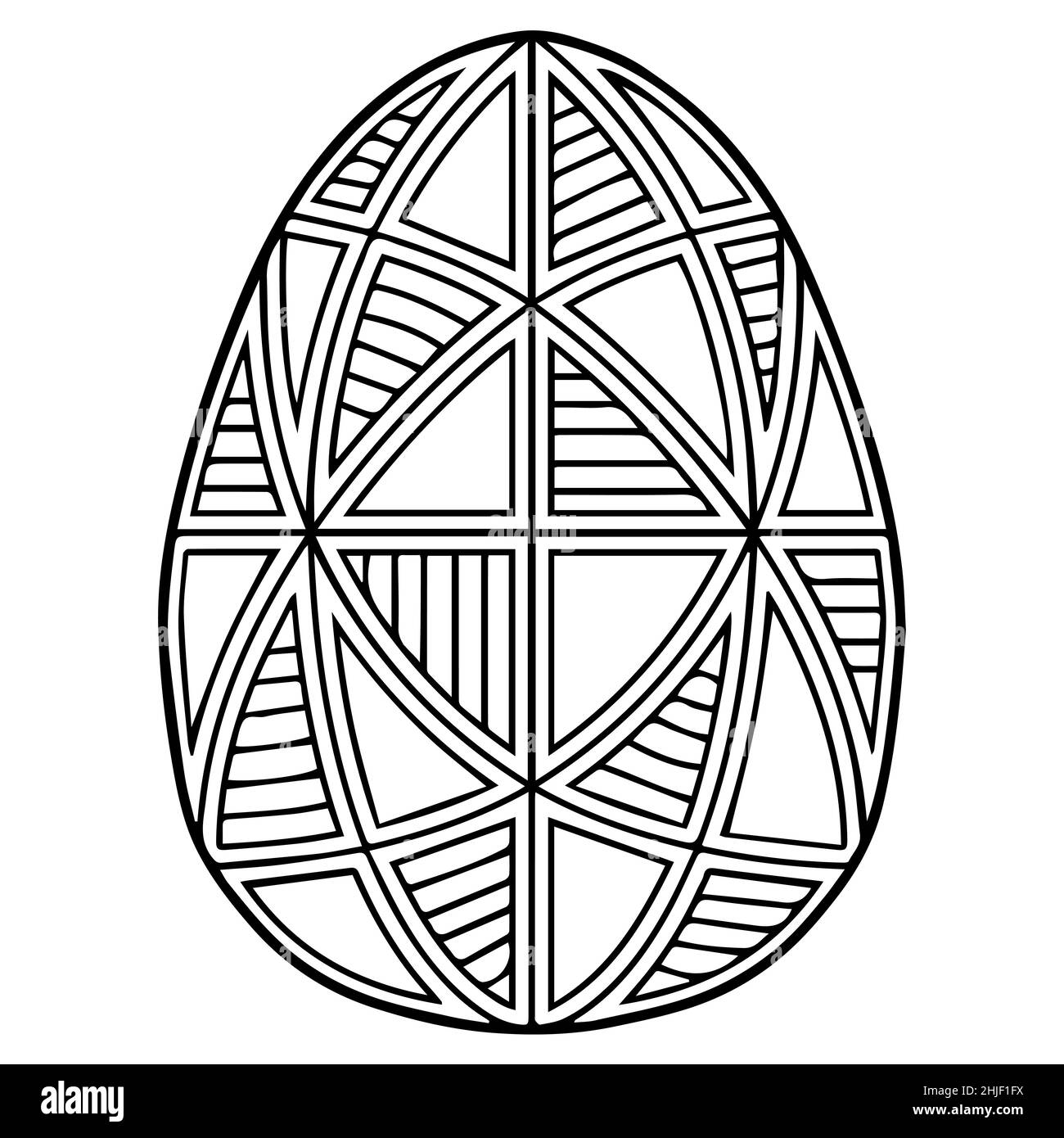 Vector coloring book page for adult coloring black contour detailed easter egg in mandala style on white background stock vector image art