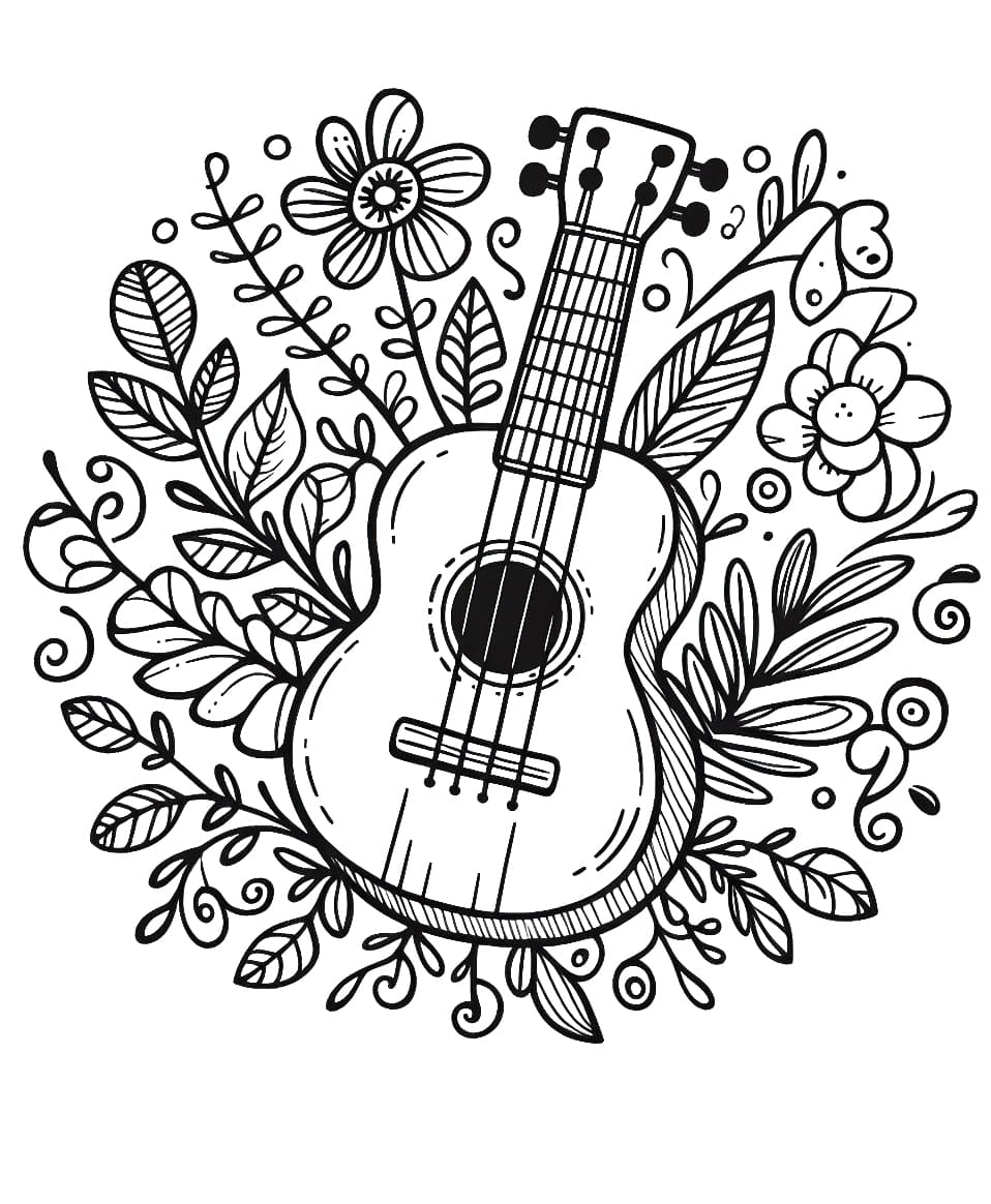 Ukulele coloring pages