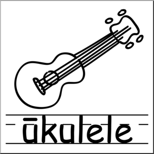 Clip art basic words ukulele bw labeled i