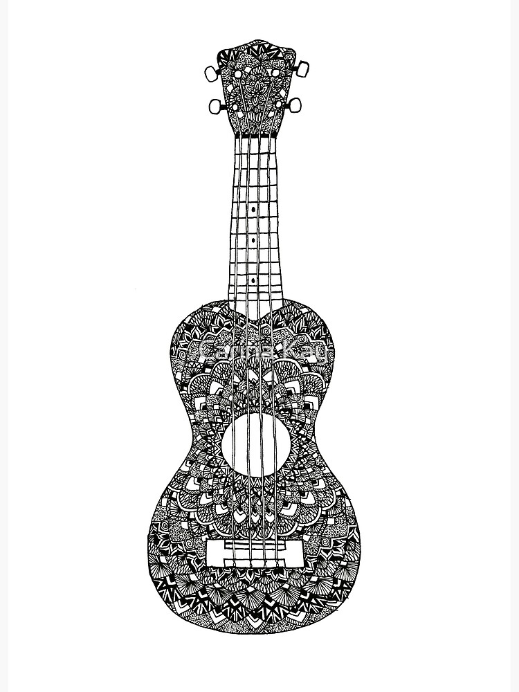 Ukulele mandala greeting card for sale by carina kay