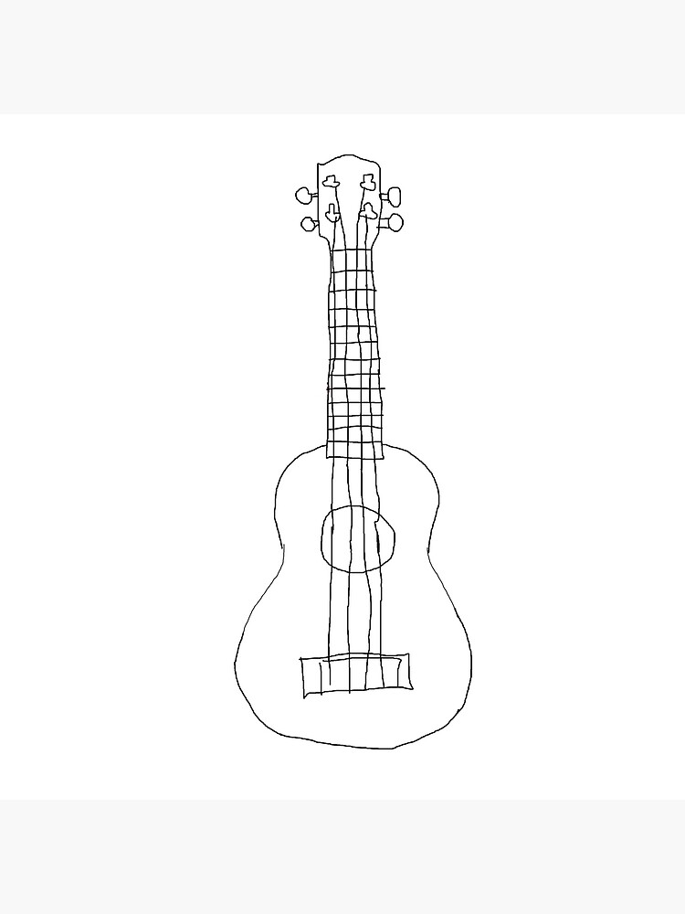 Messy ukulele line drawing beginner joke bad drawing greeting card for sale by emcazalet