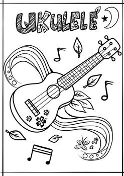 Ukulele colouring page printable pdf coloring pages to print ukulele drawing coloring pages
