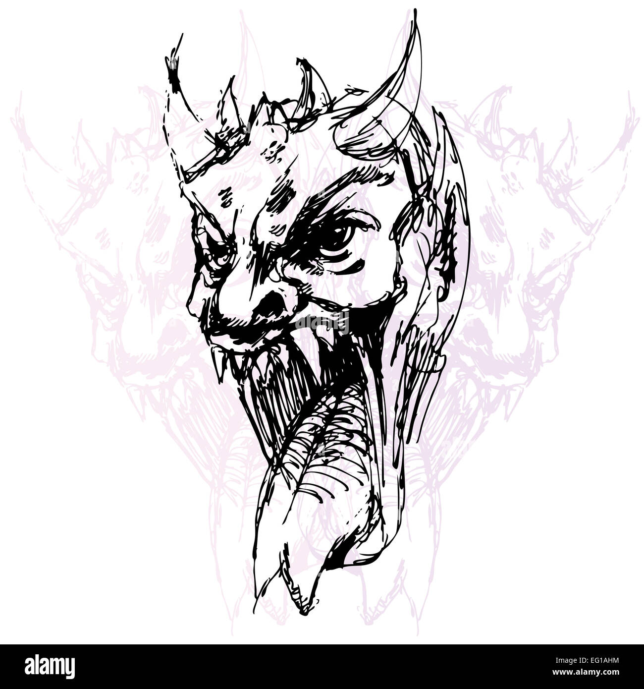 Demon face drawing hi