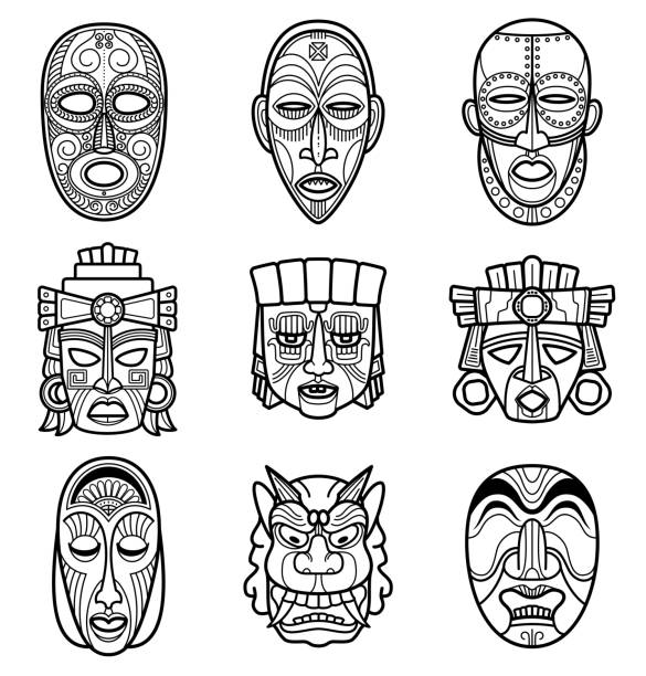 Aztec mask stock photos pictures royalty