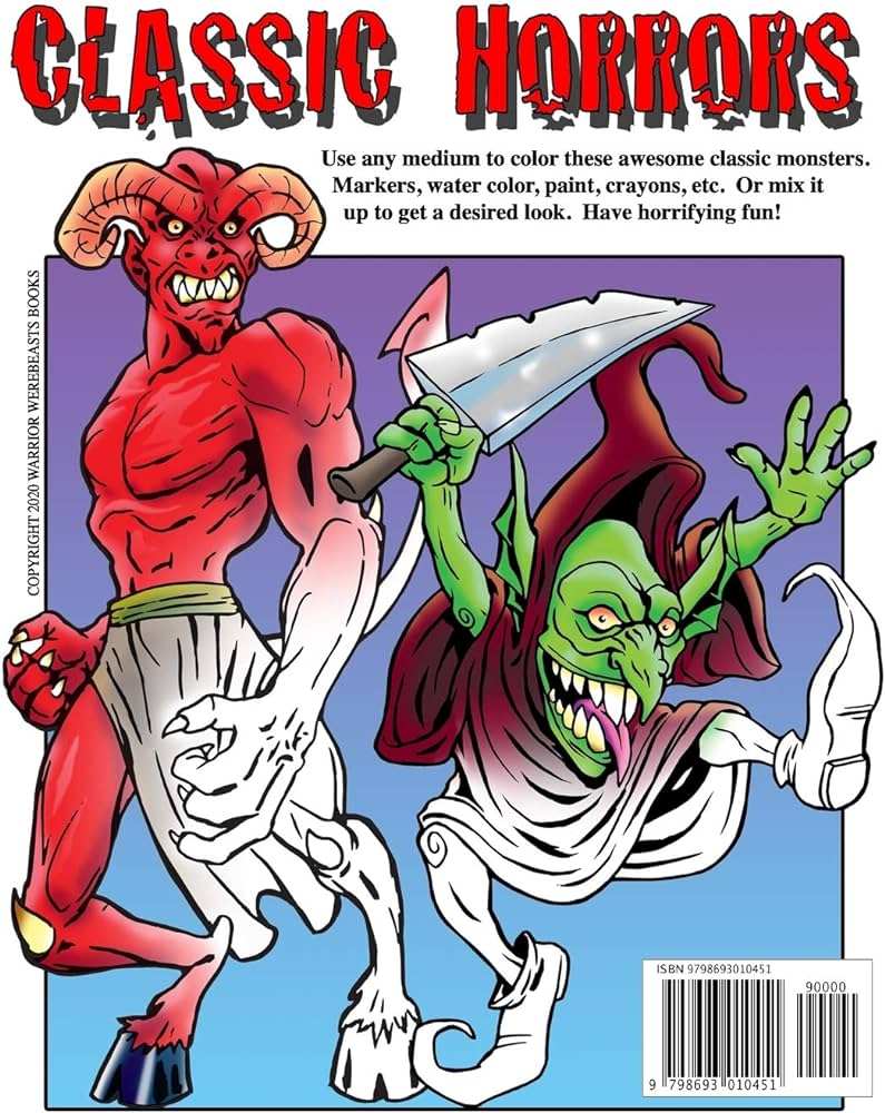 Classic horrors the ultimate classic monsters coloring book warior werebeasts books warrior werebeasts books books