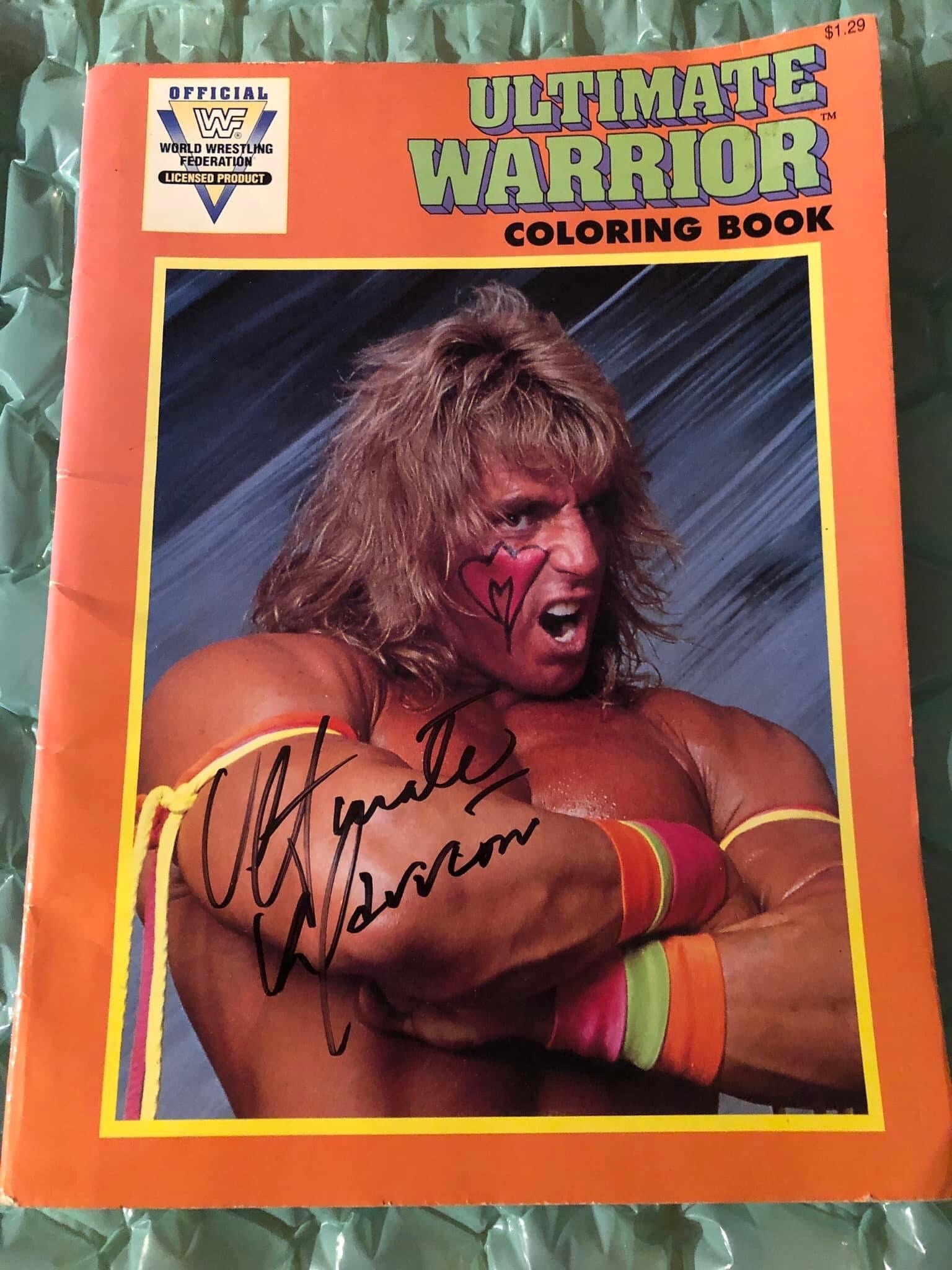 Ultimate warrior signed wwf coloring book â signed by superstars