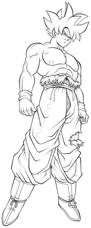 Goku ultra instinct line art by aashananimeart on