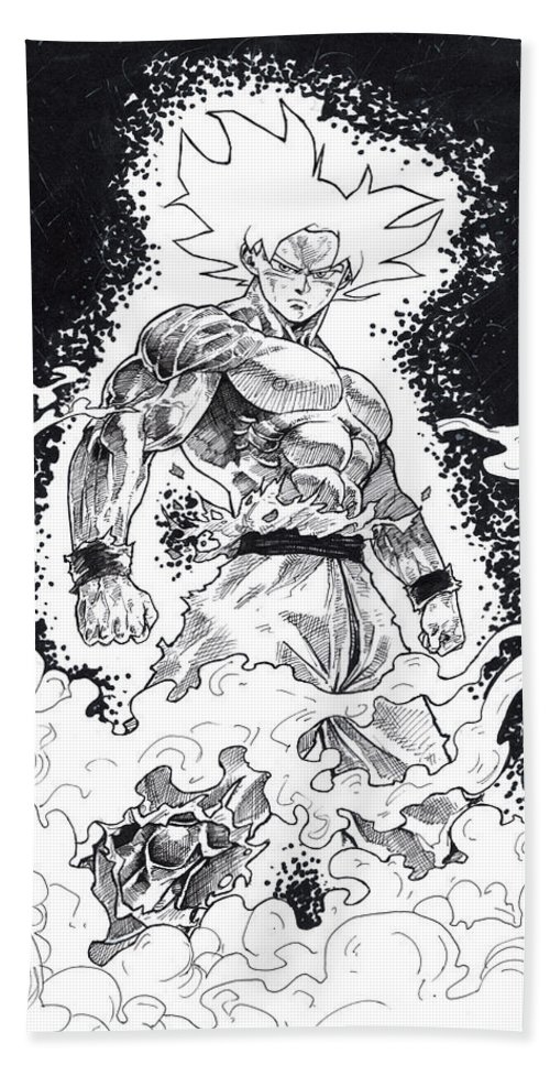 Son goku mastered ultra instinct beach towel by darko babovic