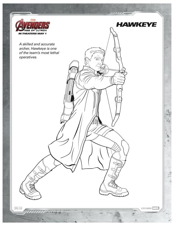 Marvel avengers age of ultron hawkeye coloring page