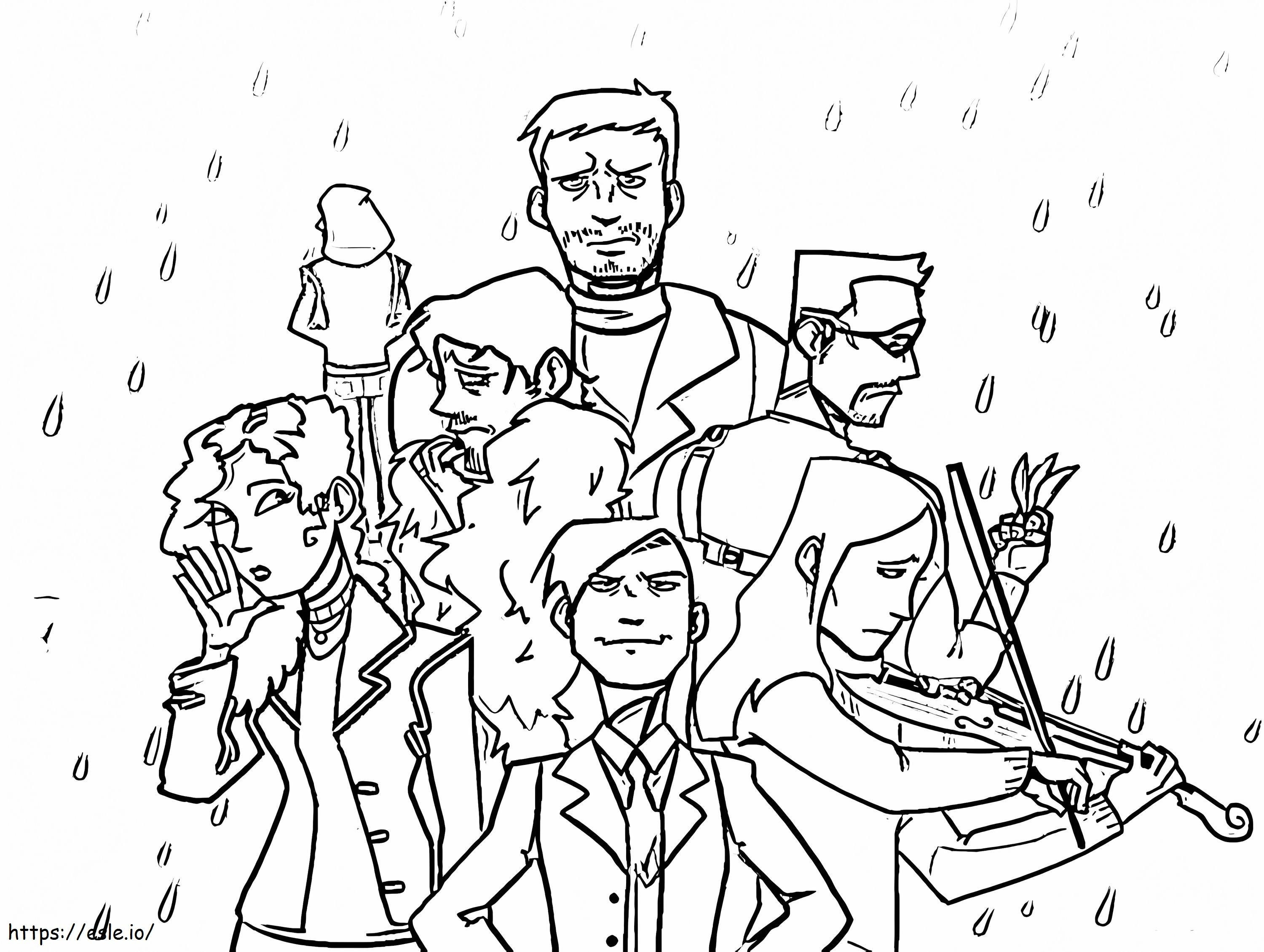 Characters from umbrella academy coloring page