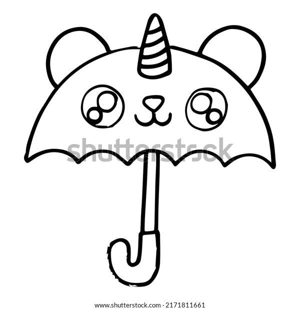 Kids coloring pages cute unicorn umbrella stock vector royalty free