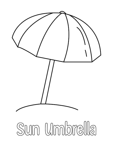 Premium vector sun umbrella coloring page for kids the word sun is on the umbrella