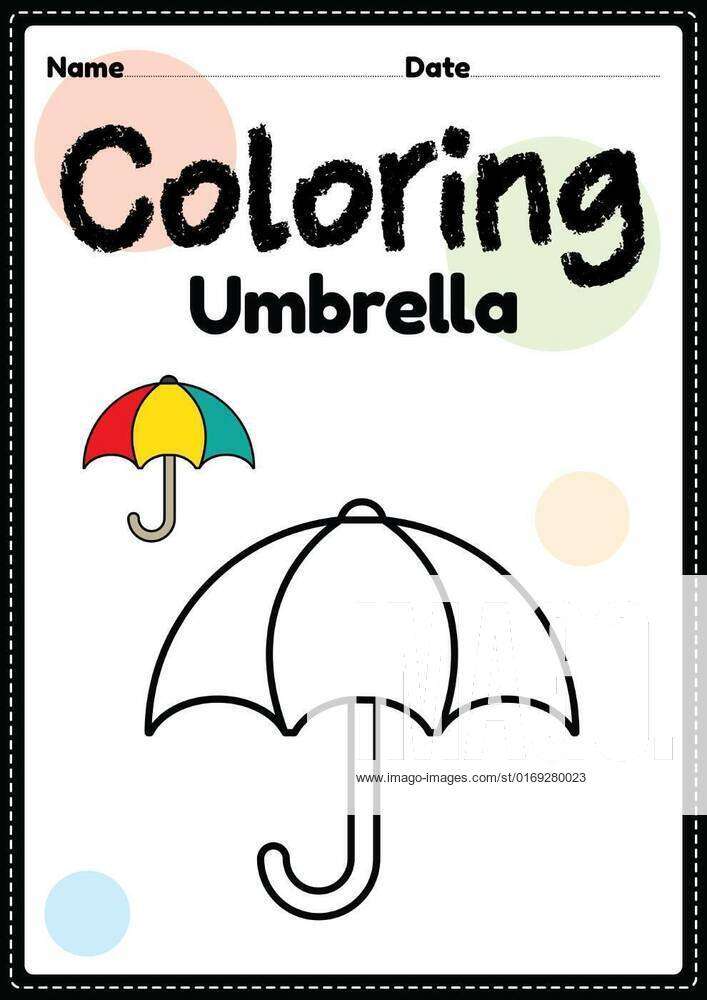 Umbrella coloring page picture worksheet for preschool kindergarten montessori kids to practice