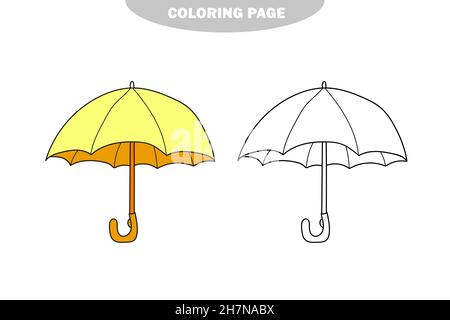 Simple coloring page illustration of isolated black and white umbrella for coloring book color and black and white version stock vector image art