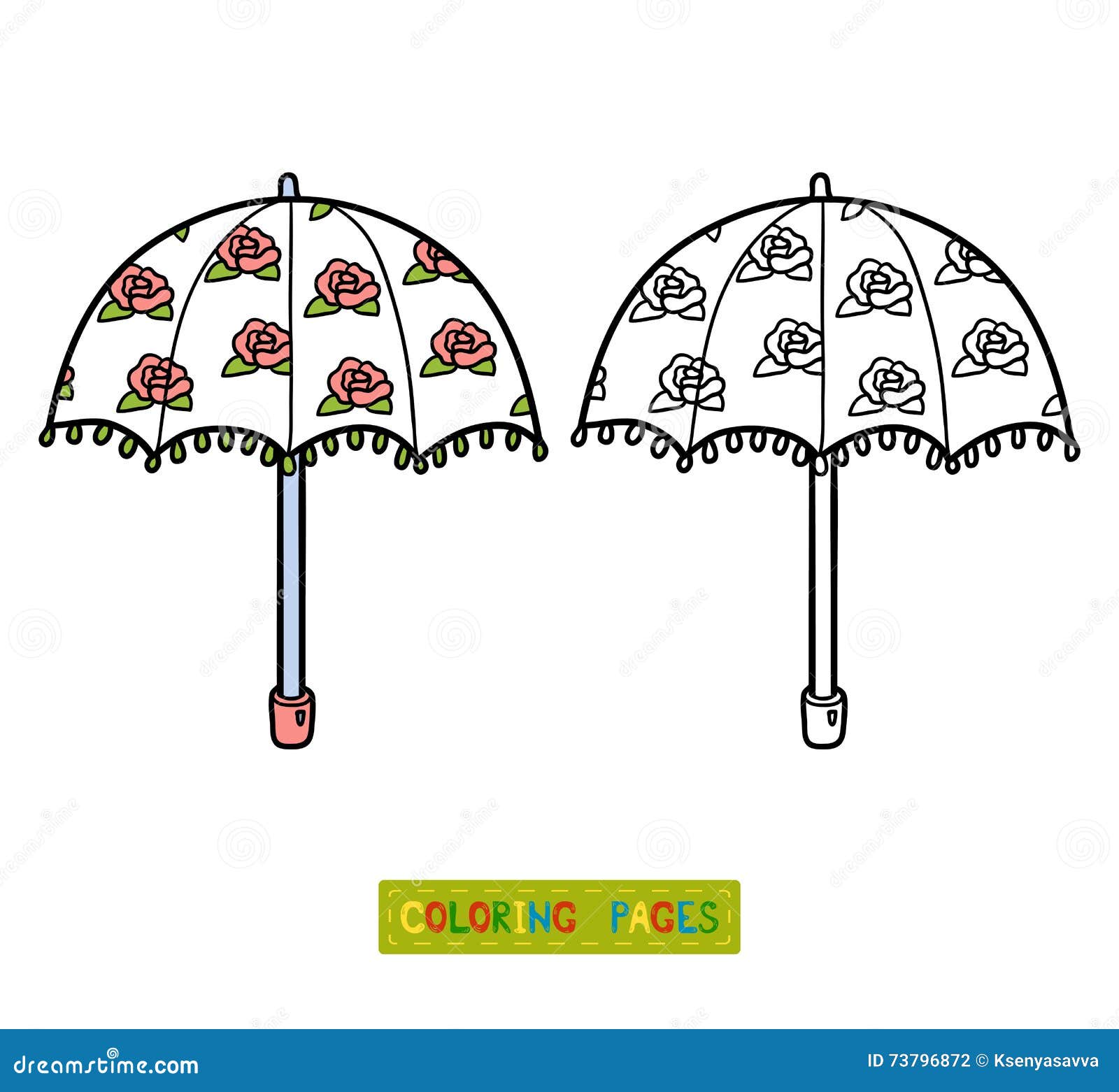 Coloring book for children umbrella stock vector