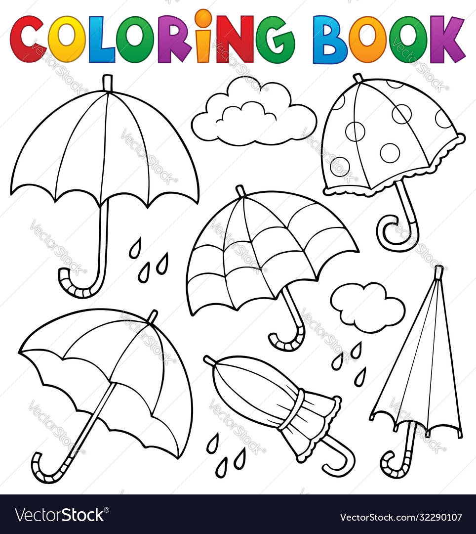 Coloring book umbrella theme set royalty free vector image
