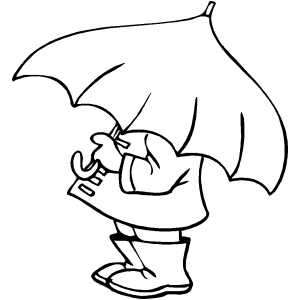 Kid with umbrella coloring page