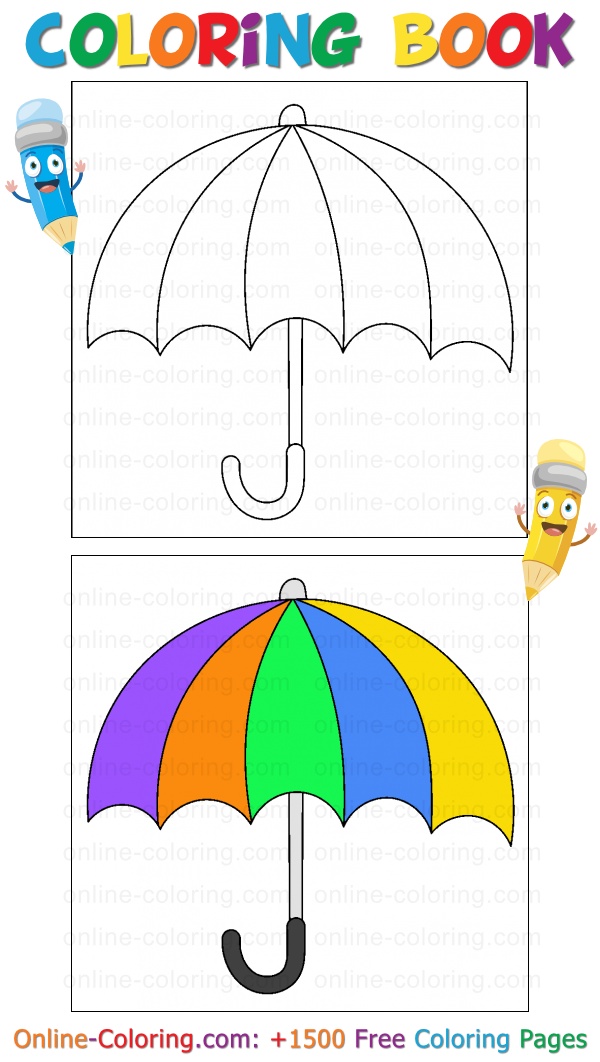 Colorful umbrella free online coloring page