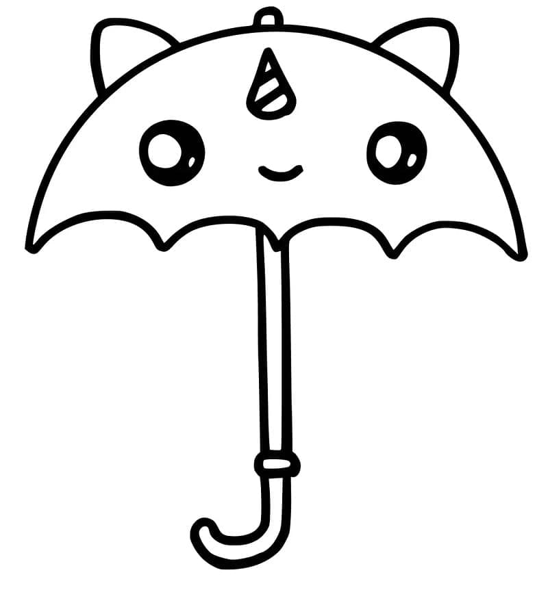 Kawaii umbrella coloring page