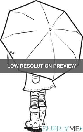 Printable coloring page of a girl holding an umbrella â