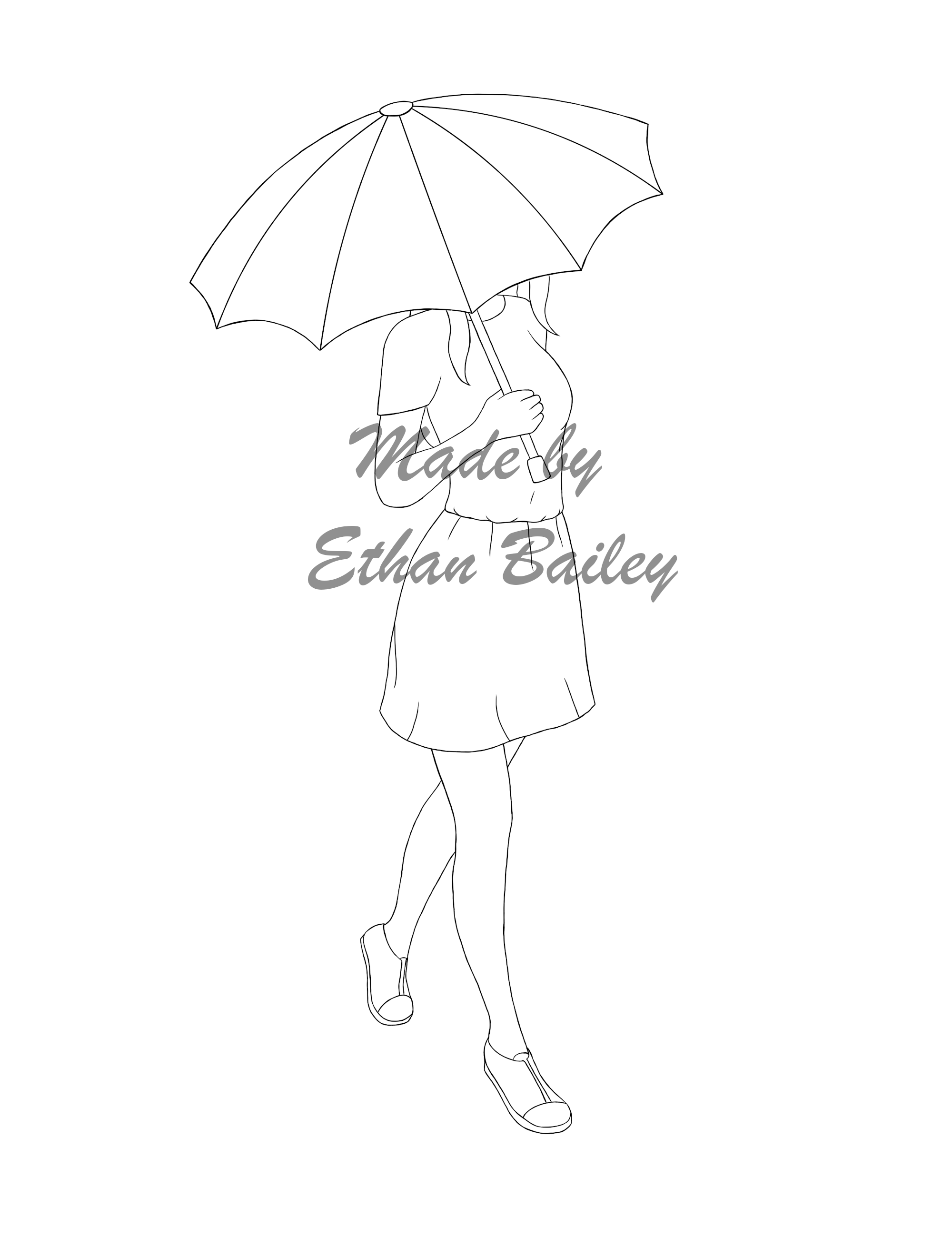 Umbrella coloring page