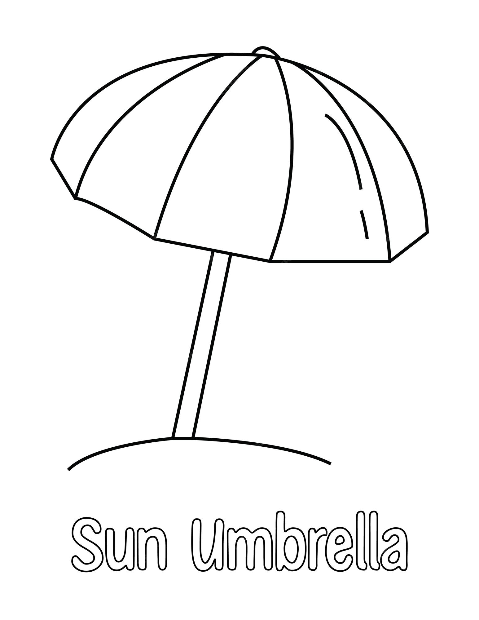 Premium vector sun umbrella coloring page for kids the word sun is on the umbrella