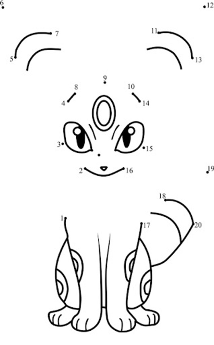 Umbreon dot to dot coloring page