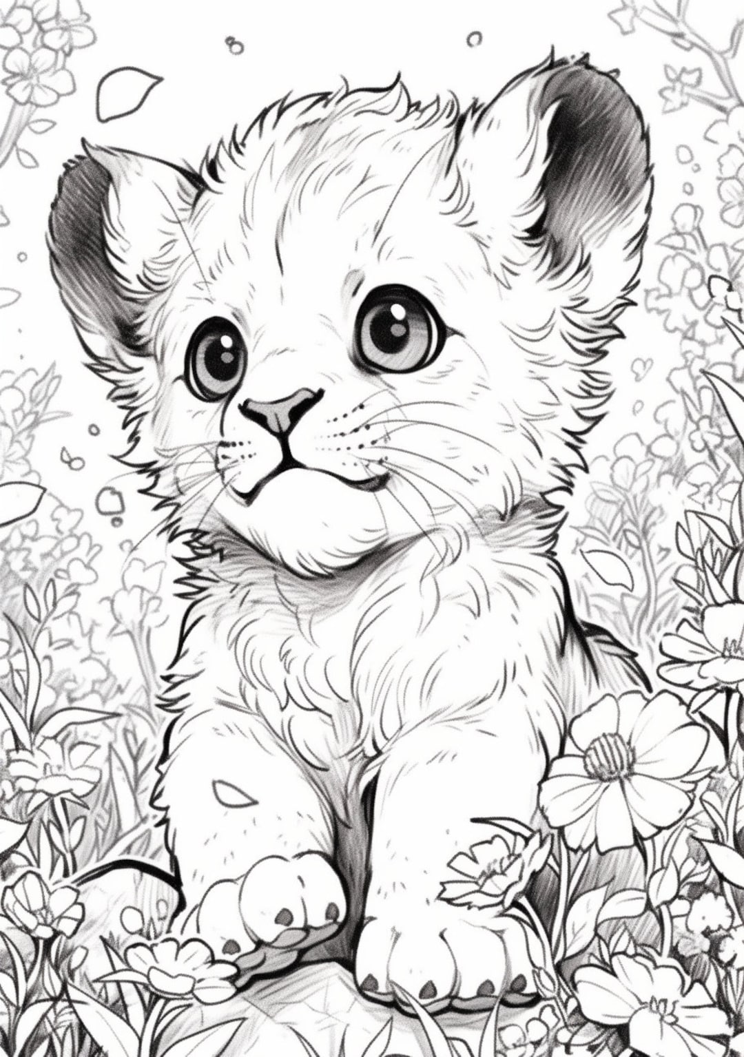 Coloring page for child baby lion