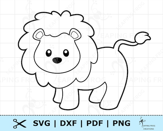 Cute baby lion svg cut files silhouette files baby lion png dxf pdf lion outline svg baby lion clipart lion coloring page download now