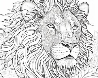 Intricate lion face coloring pages adult coloring page