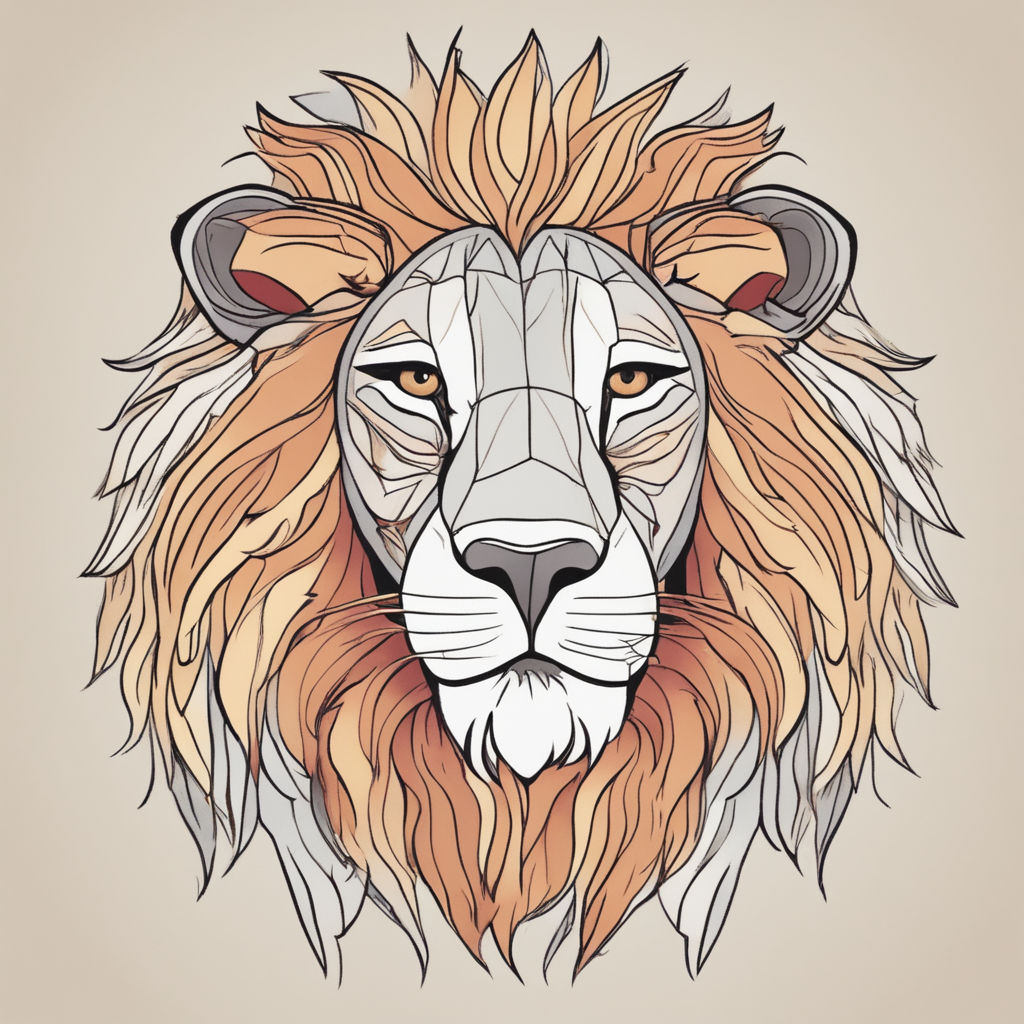 A minimalistic line art drawing of a lion